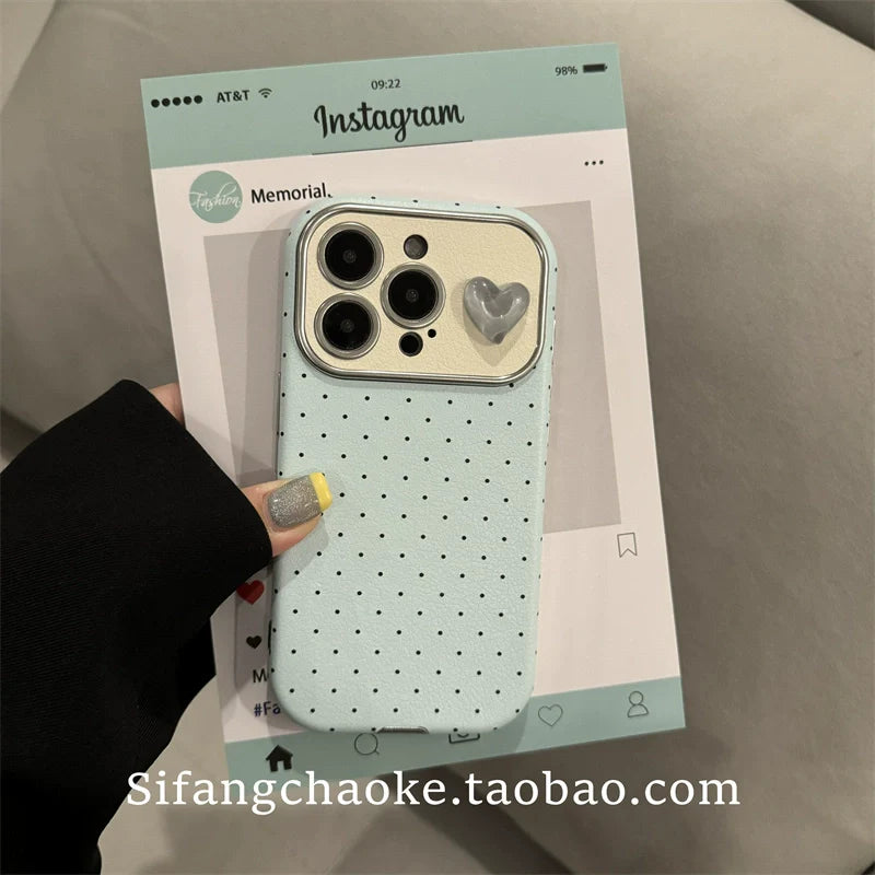 Casezly Light Blue Polka Dot iPhone 15/15 Pro Max Case Stylish Anti-drop 13/14 Pro