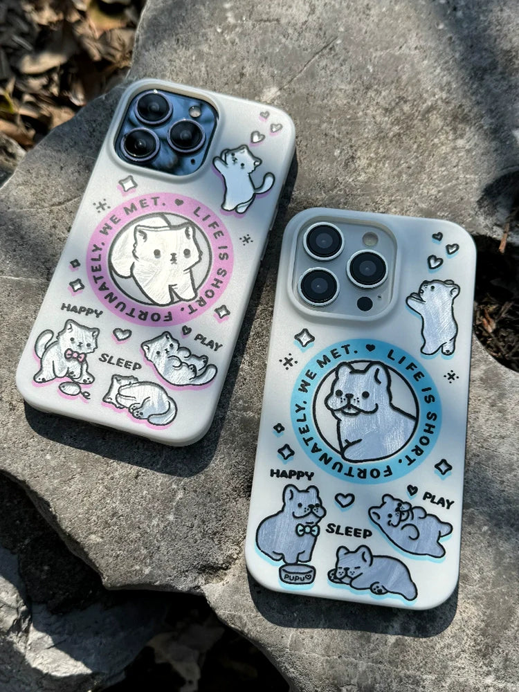 Casezly Magnetic Cat & French Bulldog iPhone Case, Full Coverage