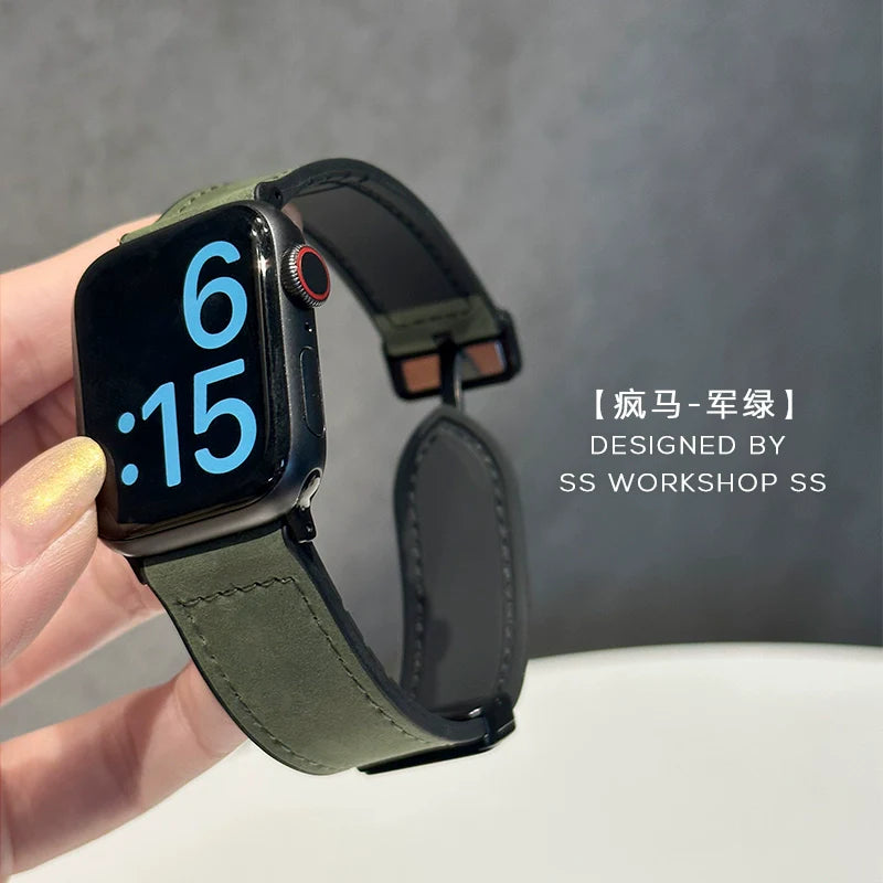 Casezly Premium Magnetic Leather Silicone Band for Apple Watch