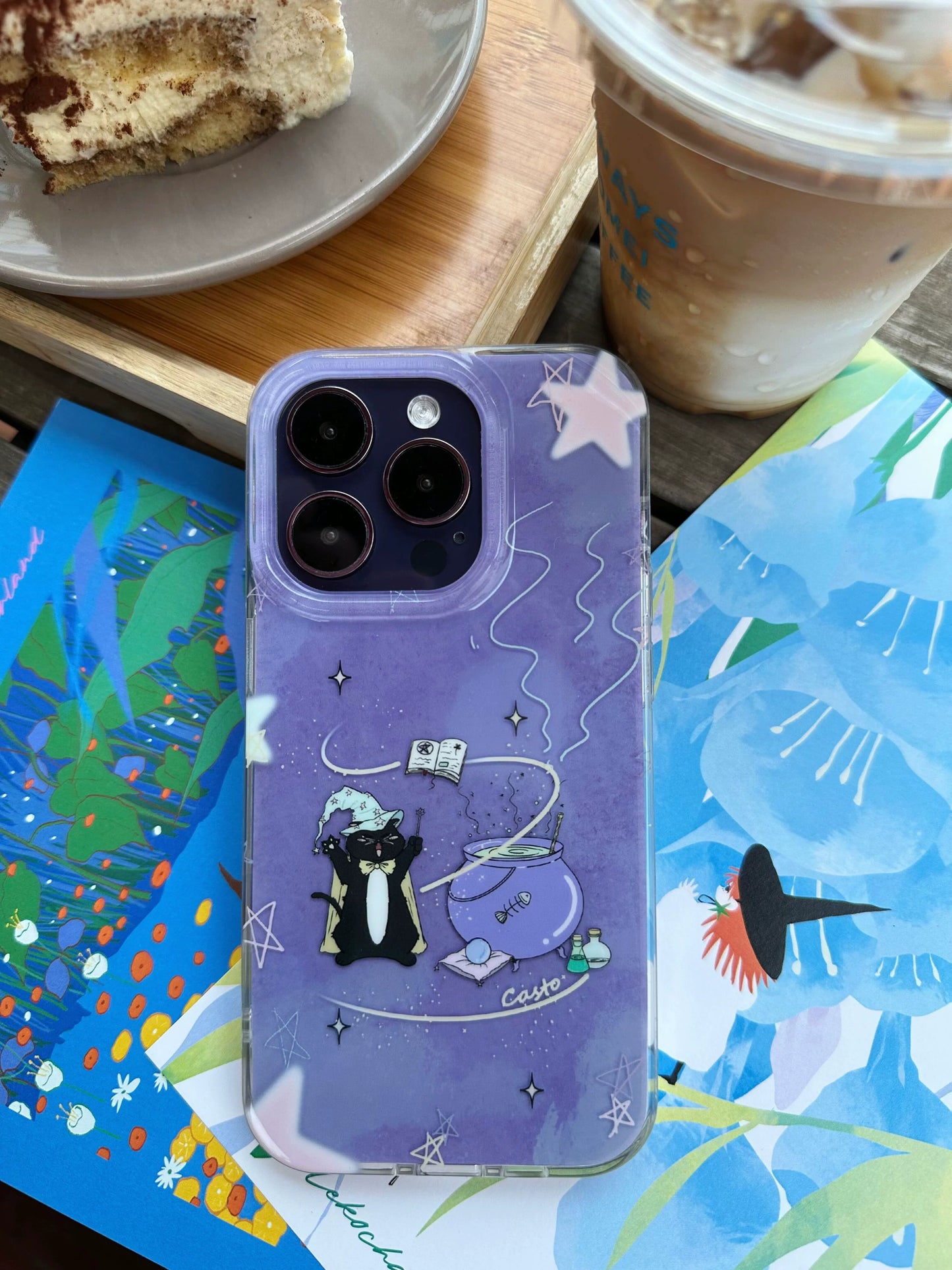 Casezly Purple Magic Cat iPhone 15 Pro Max Case IMD Full Coverage