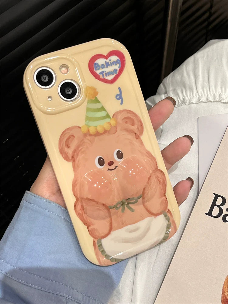 Casezly Cute Cartoon Silicone iPhone 15/14 Case Ins Style Full Coverage Shockproof