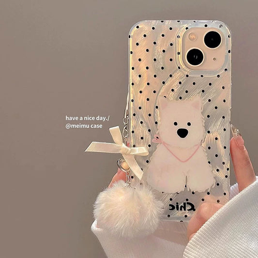 Casezly Korean Dot Highland Dog Case for Samsung S24/S23