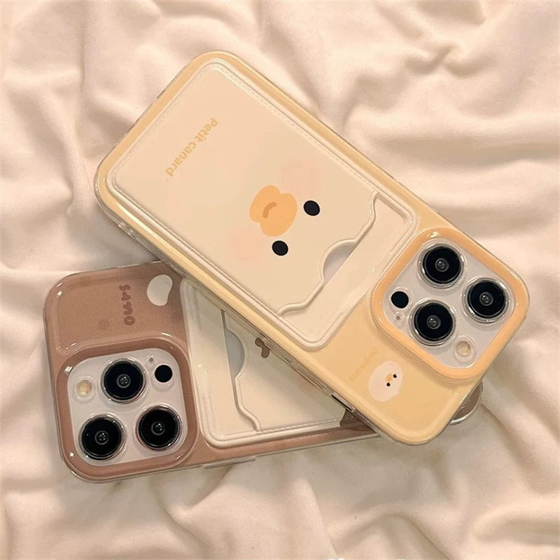 Casezly Cute Bear Card Holder Silicone Phone Case for Samsung