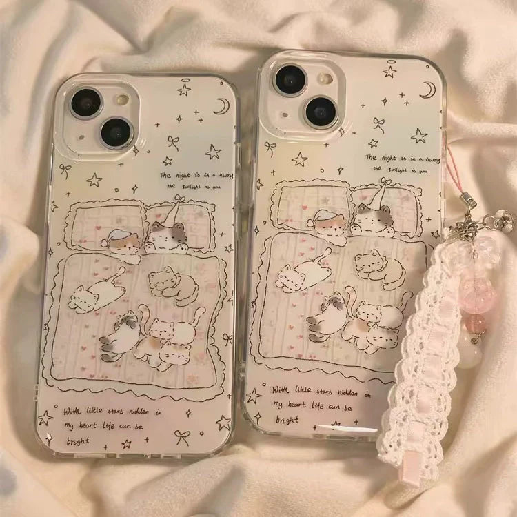 Casezly Cute Sleeping Cat Case for iPhone 15/14,Samsung S24 Ultra