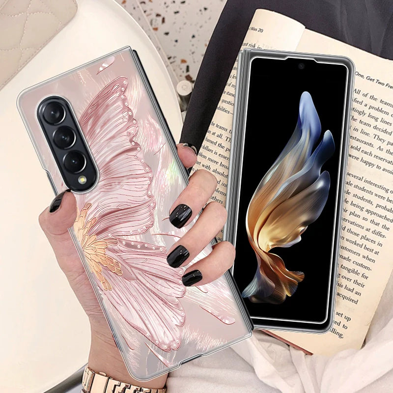 Casezly Gold Butterfly Case for Samsung Z Fold 5 – Transparent