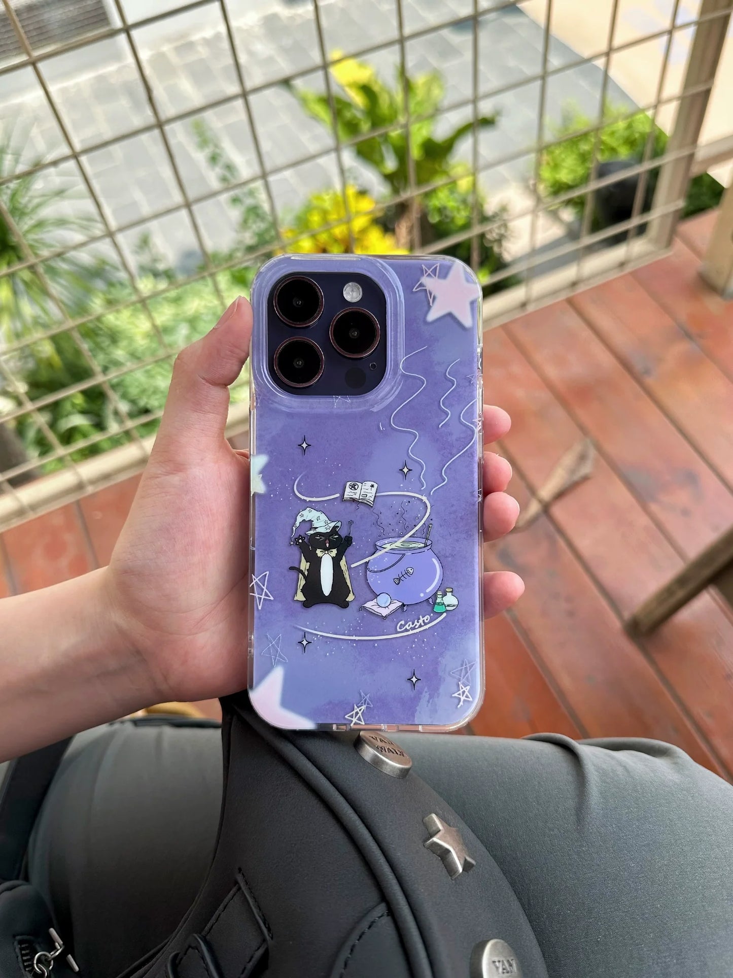 Casezly Purple Magic Cat iPhone 15 Pro Max Case IMD Full Coverage