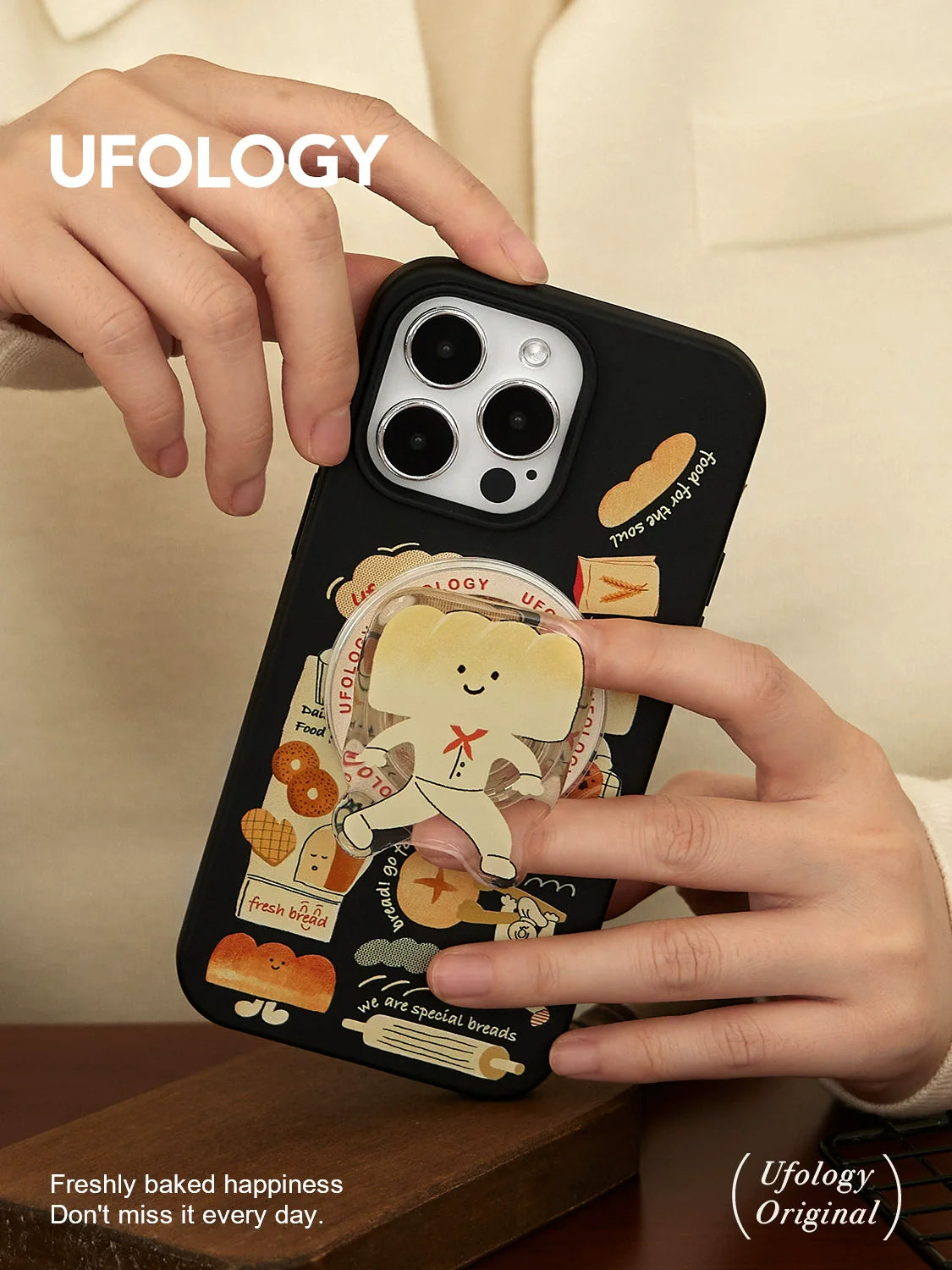 Casezly Magnetic Degradable Case iPhone 15 Pro 14 Pro Max 13 Cute Bread