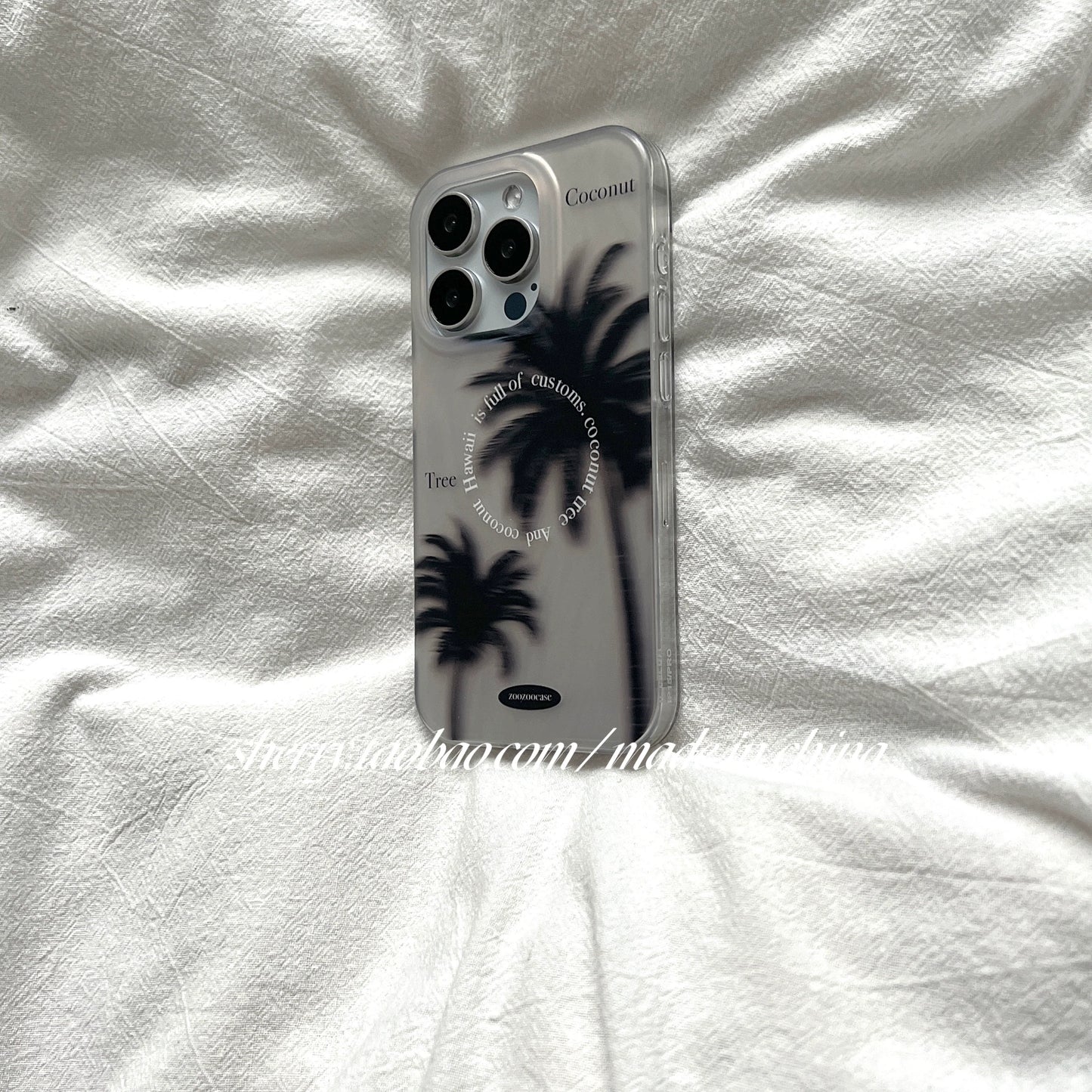 Casezly Matte Gray Palm Tree Texture Case for iPhone 15 Pro Max, 14 Pro