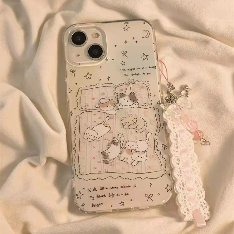 Casezly Cute Sleeping Cat Case for iPhone 15/14,Samsung S24 Ultra