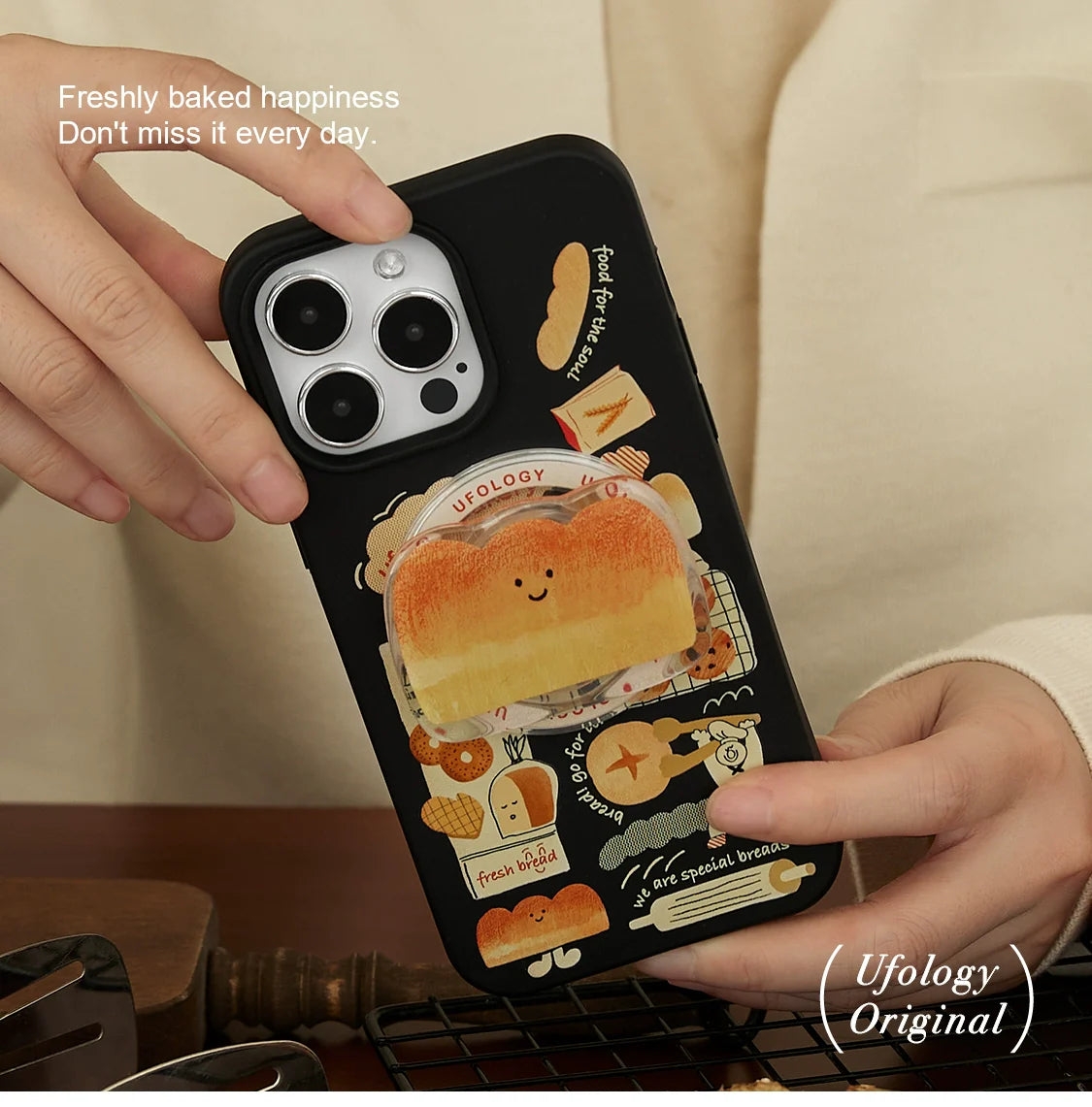 Casezly Magnetic Degradable Case iPhone 15 Pro 14 Pro Max 13 Cute Bread