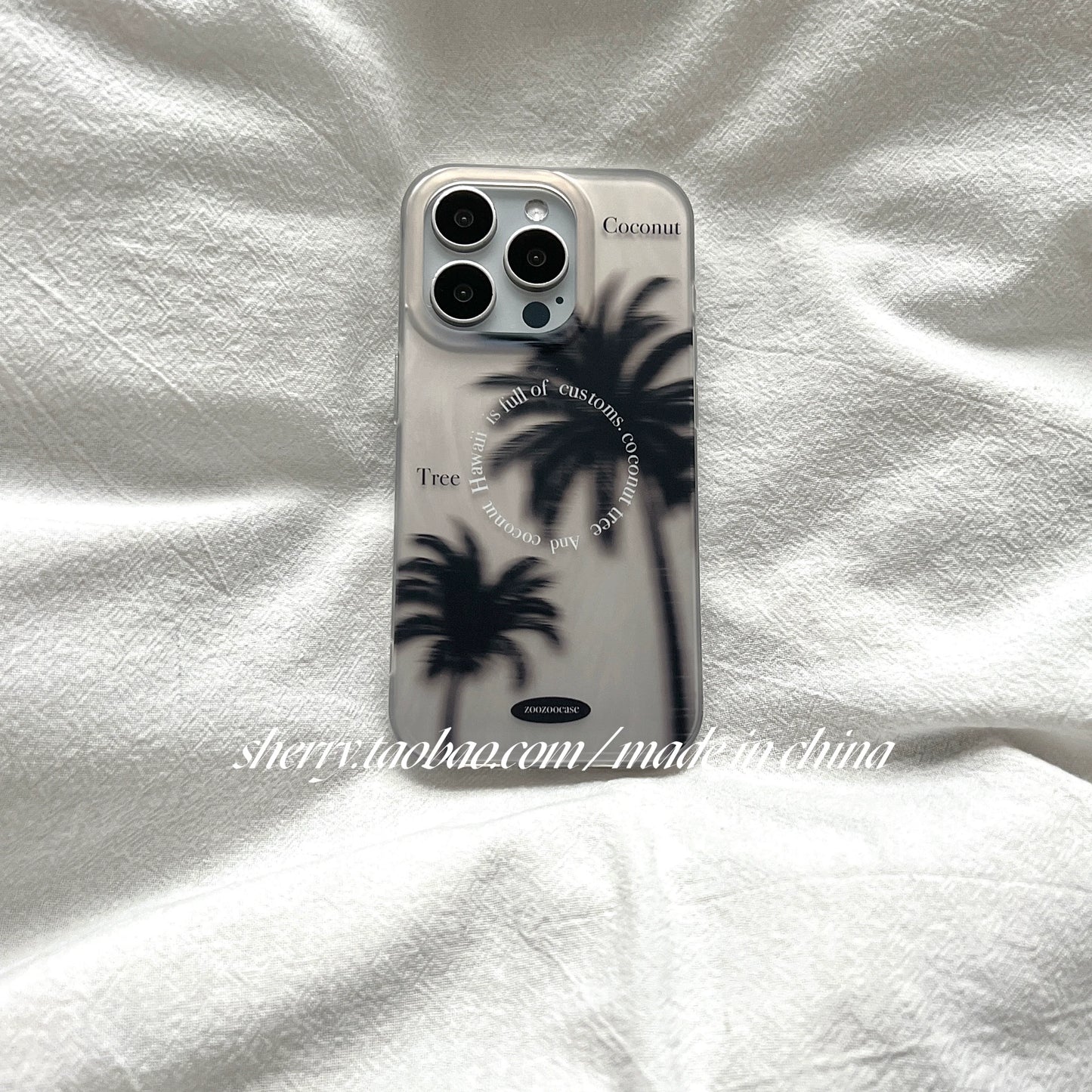 Casezly Matte Gray Palm Tree Texture Case for iPhone 15 Pro Max, 14 Pro