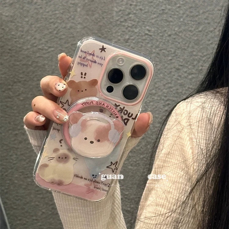 Casezly Cute Cat Earphone Magnetic Stand for Samsung S23 Case