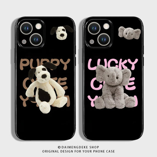 Casezly Elephant & Dog Couples iPhone Case - Black