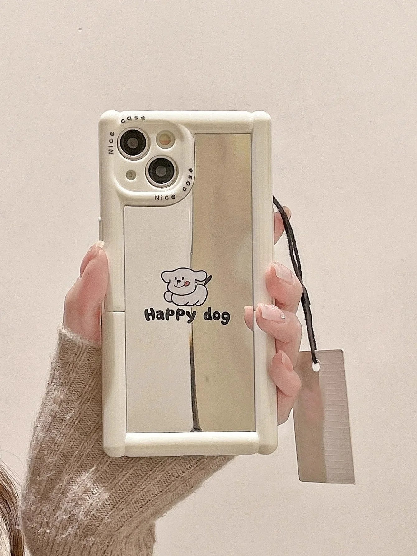 Casezly Mirror Cat Dog iPhone 15 Case with Hidden Stand