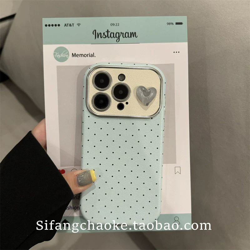 Casezly Light Blue Polka Dot iPhone 15/15 Pro Max Case Stylish Anti-drop 13/14 Pro