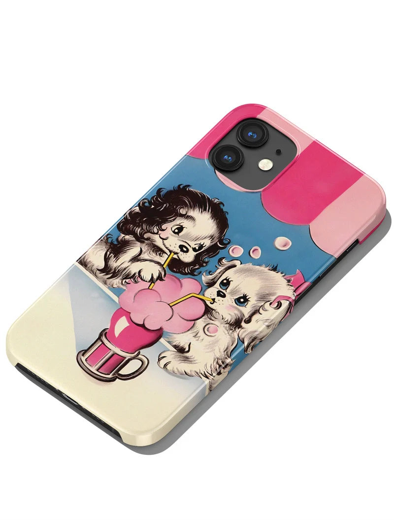 Casezly Vintage Cute Retro Dog IMD Soft Case iPhone 15/14 Pro Max/13/12/11/XS/XR