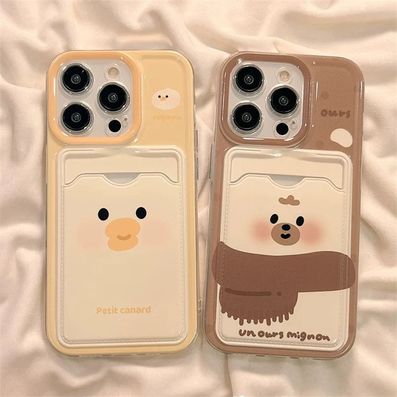 Casezly Cute Bear Card Holder Silicone Phone Case for Samsung