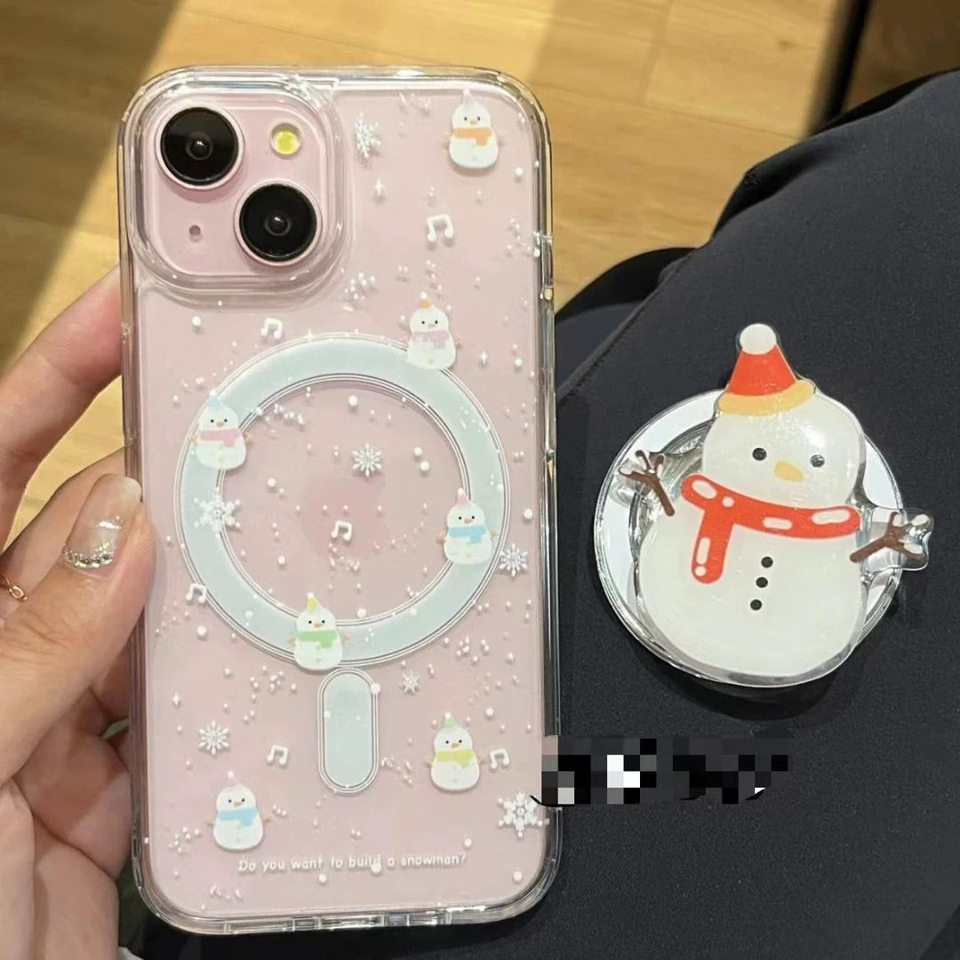 Casezly Cartoon Snowman Snowflake Magnetic Phone Case iPhone 15/14/13