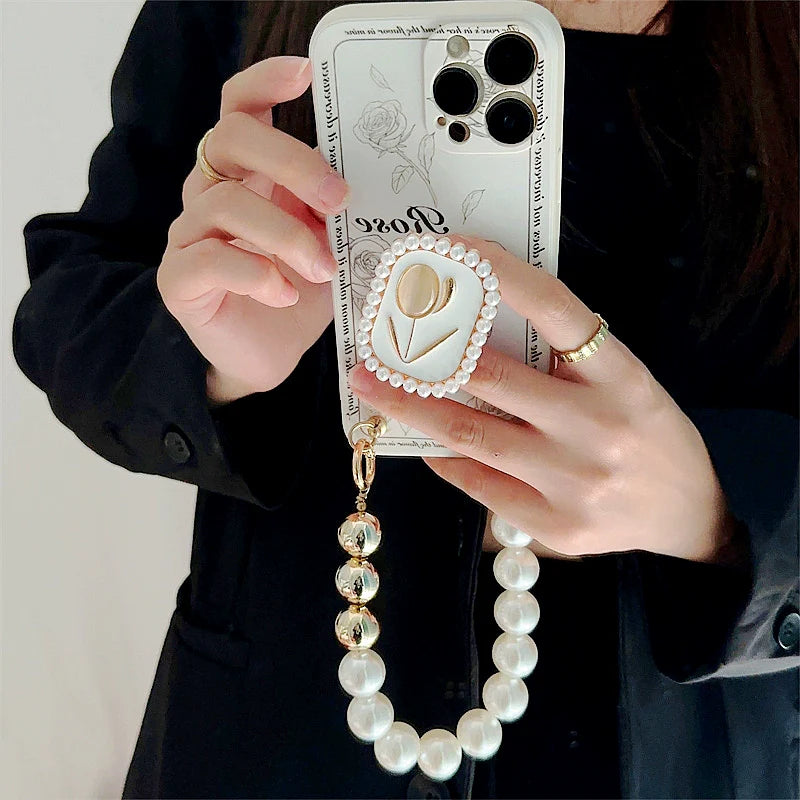 Casezly Vintage Rose Case for Samsung S24+ with Pearl Bracelet & Stand