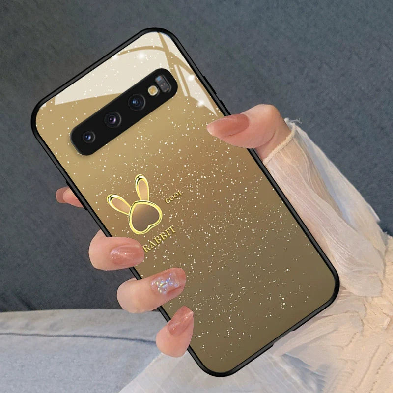 Casezly Starry Bunny Glass Case for Samsung S10, S10+, S9, S9+