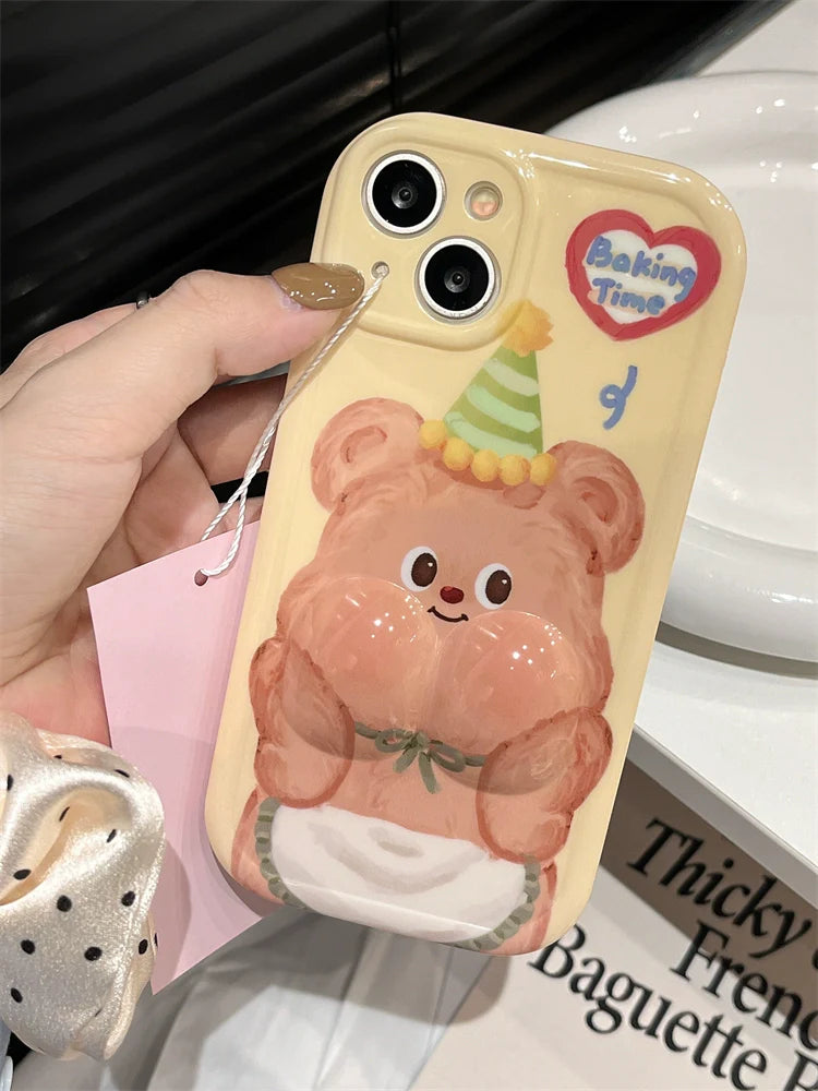 Casezly Cute Cartoon Silicone iPhone 15/14 Case Ins Style Full Coverage Shockproof