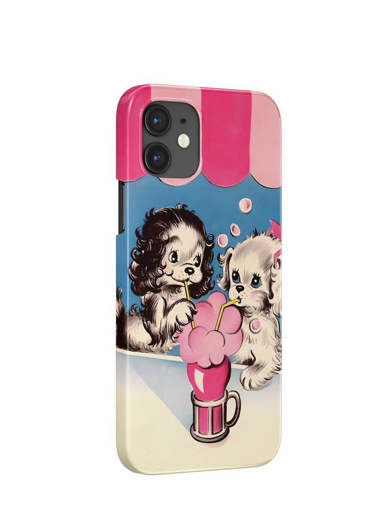 Casezly Vintage Cute Retro Dog IMD Soft Case iPhone 15/14 Pro Max/13/12/11/XS/XR