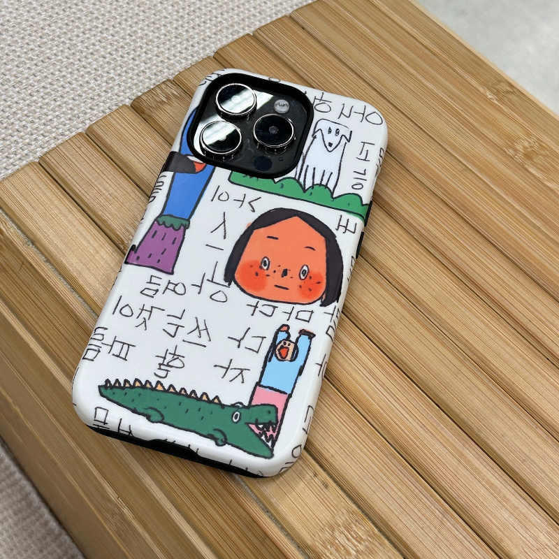 Casezly Korean Graffiti Film Matte iPhone Case Smooth Skin